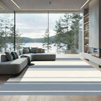 Serene Blue Gray Striped Harmony Rug