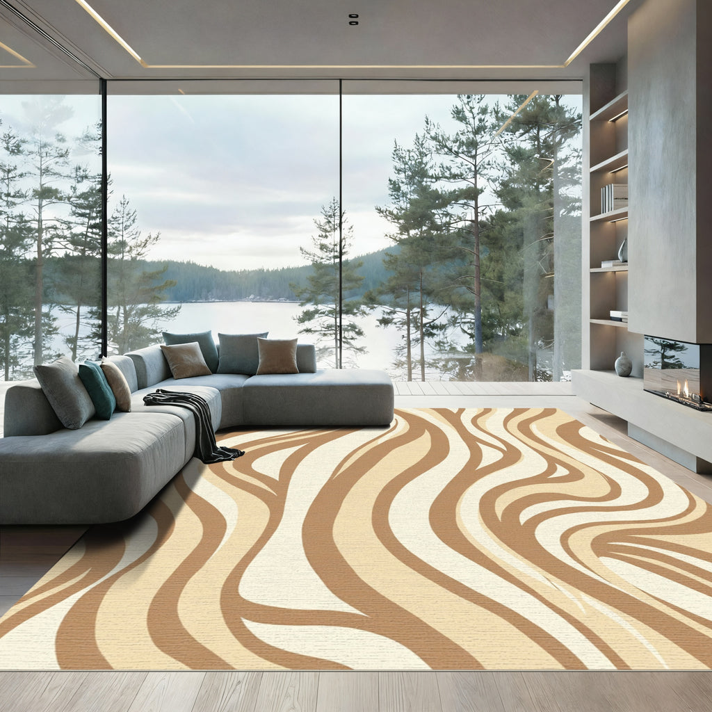 Earthy Swirls Zebra Stripe Rug
