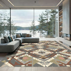Rustic Geometric Earth Tone Medallion Rug