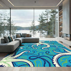 Whimsical Octopus Blue GreenSwirls Rug