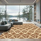 Earthy Brown Damask Floral Medallion Rug