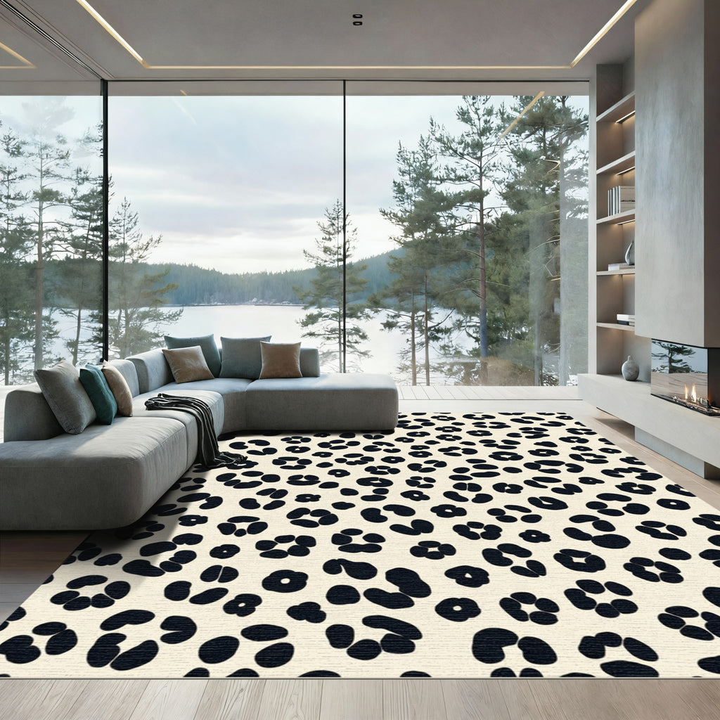 Chic Cream Black Animal Spots Rug