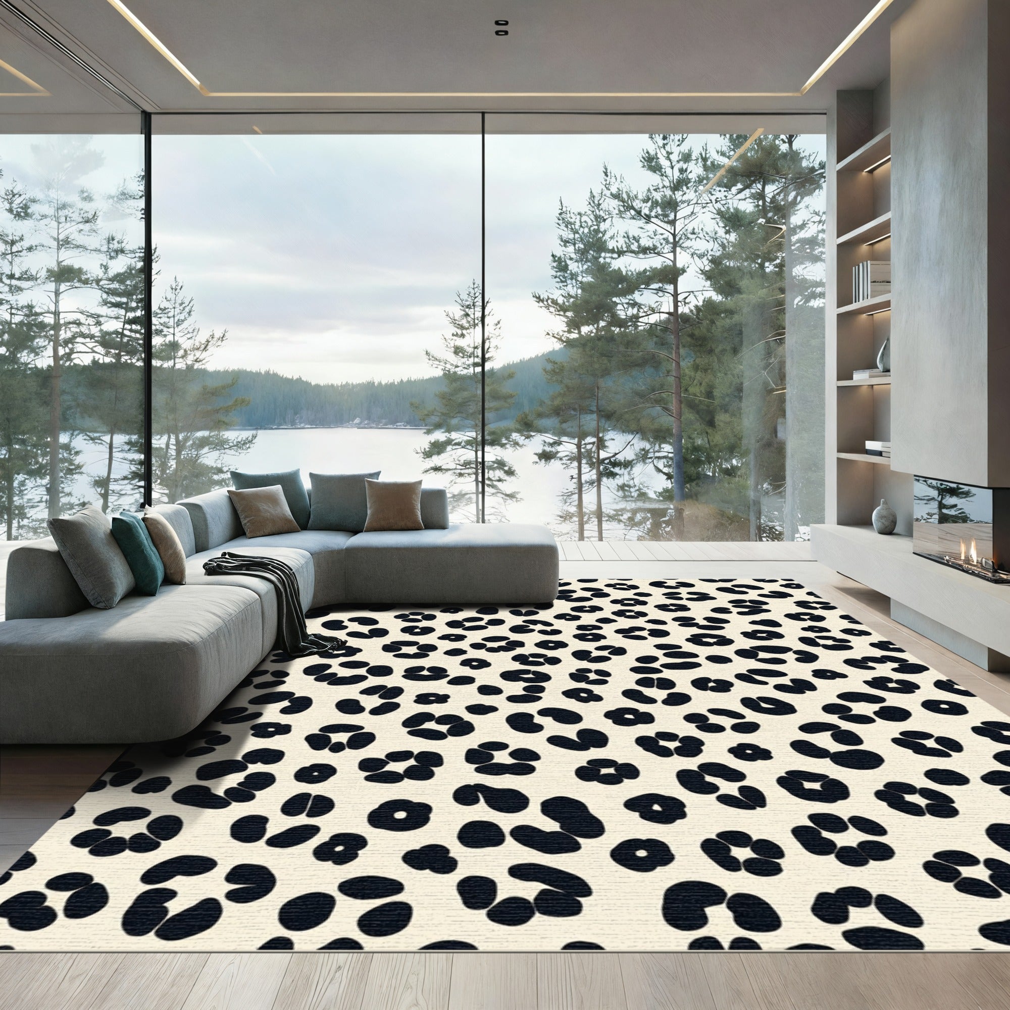Chic Cream Black Animal Spots Rug