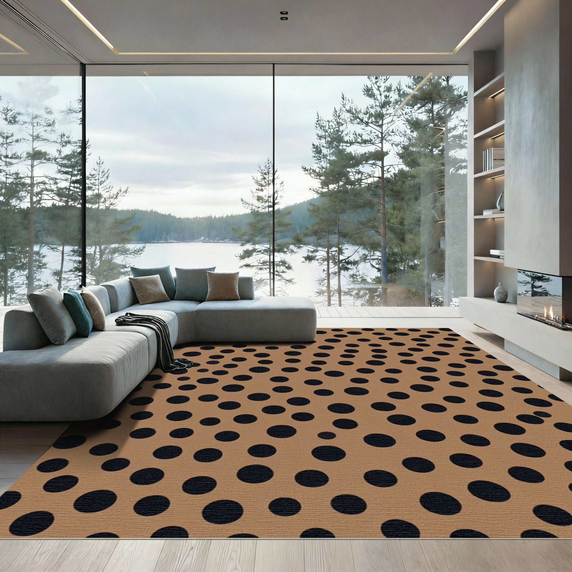 Brown Black Polka Dot Field Rug