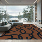 Earthy Brown Abstract Swirl Rug