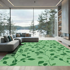 Earthy Green Vine Leaf Texture Rug