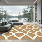 Brown Cream Organic Interlocking Curves Rug