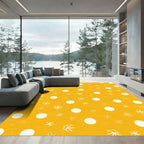 Golden Yellow White Dot Scatter Rug