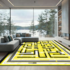 Geometric Yellow Maze Layout Rug