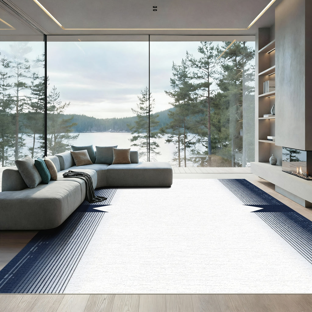 Deep Navy Vertical Stripe Ribbon Rug