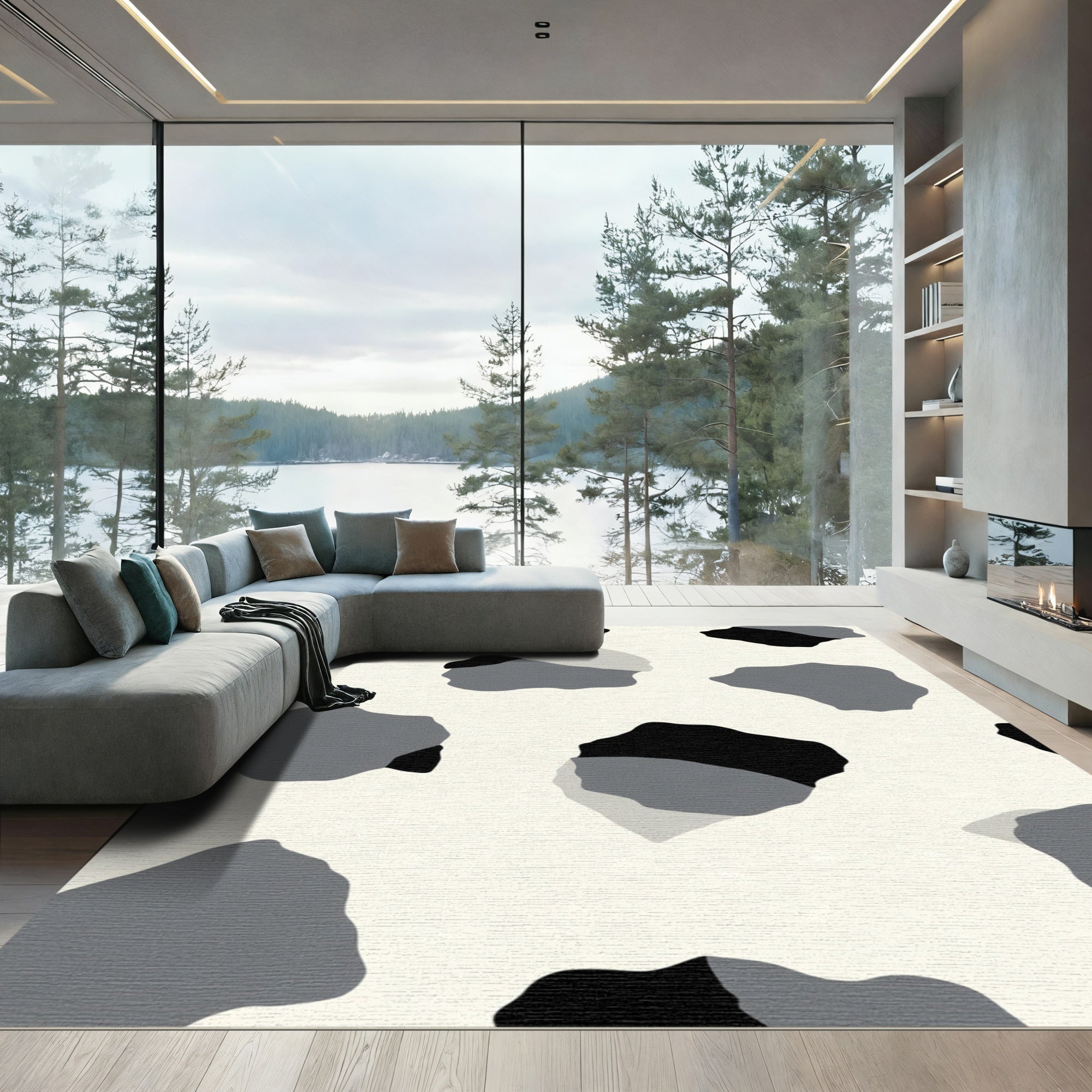Monochromatic Abstract Spots Rug