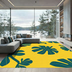 Teal Tropical Leaf Scatter Rug
