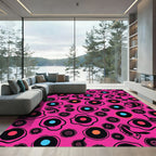 Hot Pink Abstract Organic Circles Rug