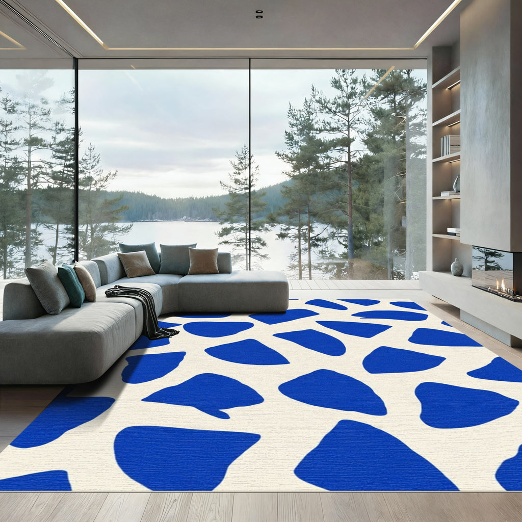 Cobalt Blue Organic Shapes Rug