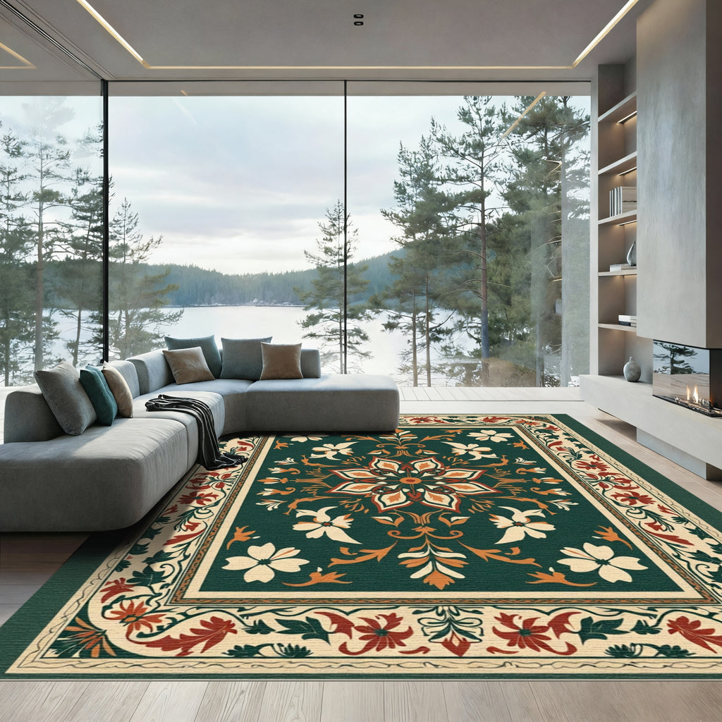 Traditional Red Floral Medallion Rug