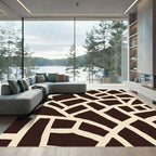 Brown Cream Organic Interlocking Shapes Rug