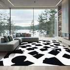 Black And White Jigsaw Puzzle Shapes Rug
