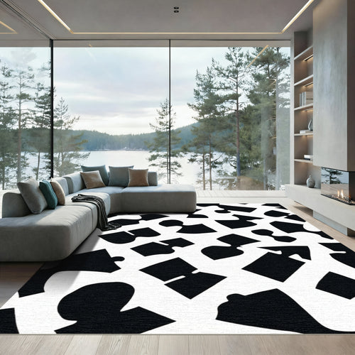 Black And White Jigsaw Puzzle Shapes Rug