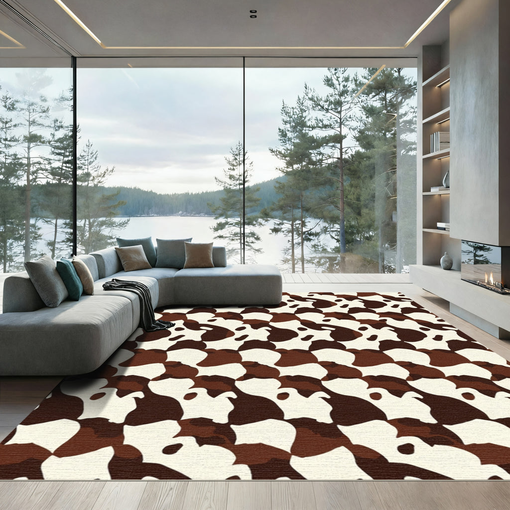 Brown White Organic Spots Rug