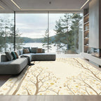 Earthy Brown Minimalist Tree Dots Rug