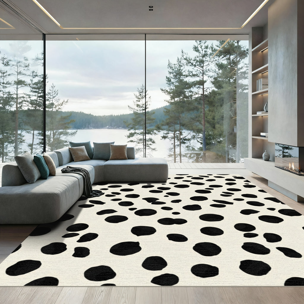 Black Speckled Cream Spotty Rug