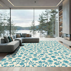 Teal Floral Vine Meadow Rug