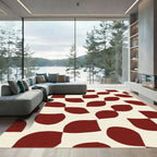 Crimson Abstract Checkered Swirl Rug