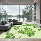 Light Green Floral Branch Pattern Rug