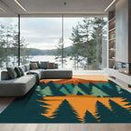 Crimson Peaks Evergreen Forest Vista Rug