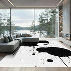 Monochromatic Abstract Drips Circles Rug