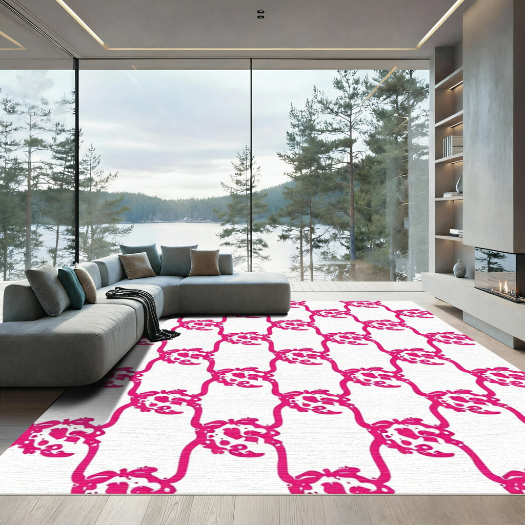 Hot Pink Vine Scroll Swirl Rug
