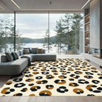 Cheetah Spot Texture Black Brown Cream Rug