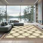 Maroon Cream Interlocking Diamond Border Rug