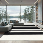Bold Black and White Striped Rug