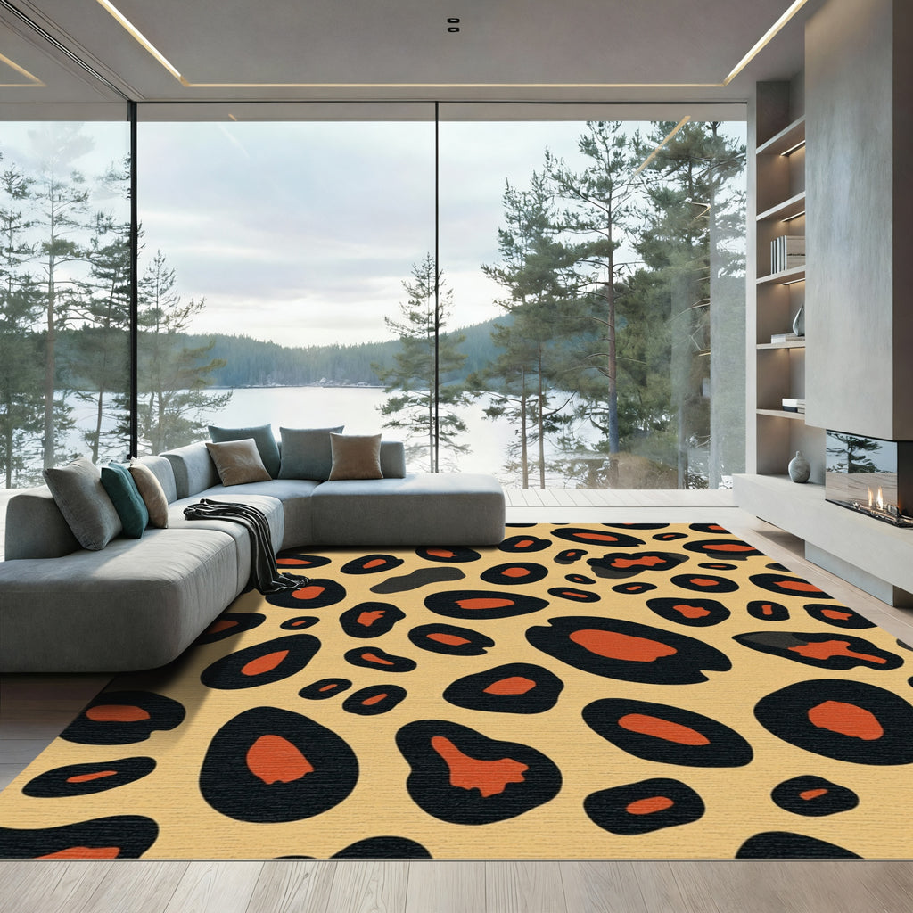 Bold Leopard Spots Terracotta Accents Rug
