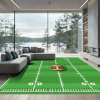 Green Football Field Lines Ball Rug
