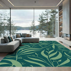 Deep Teal Leafy Vine Serenity Rug