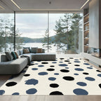 Navy Black Polka Dot Splash Rug