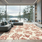 Rose And Cream Floral Vine Rug