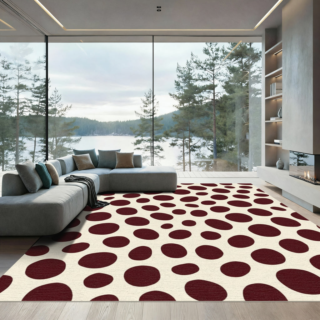 Deep Crimson Polka Dot Spotting Rug
