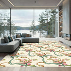 Pink Floral Vine Swirl Area Rug