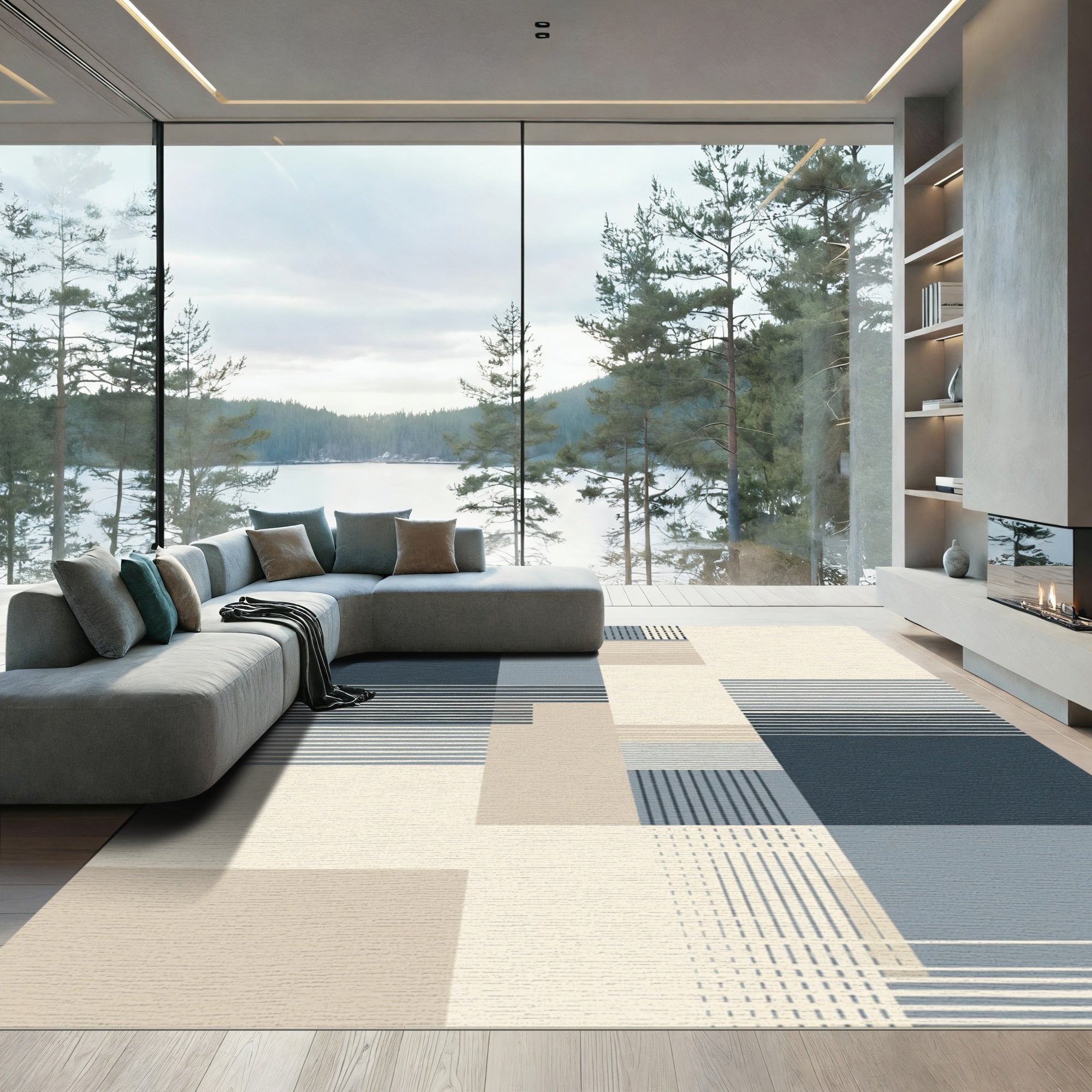 Geometric Blocks Abstract Lines Rug