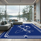 Modern Deep Blue Abstract Swirl Rug