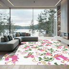 Pink Floral Vine Cascade Rug