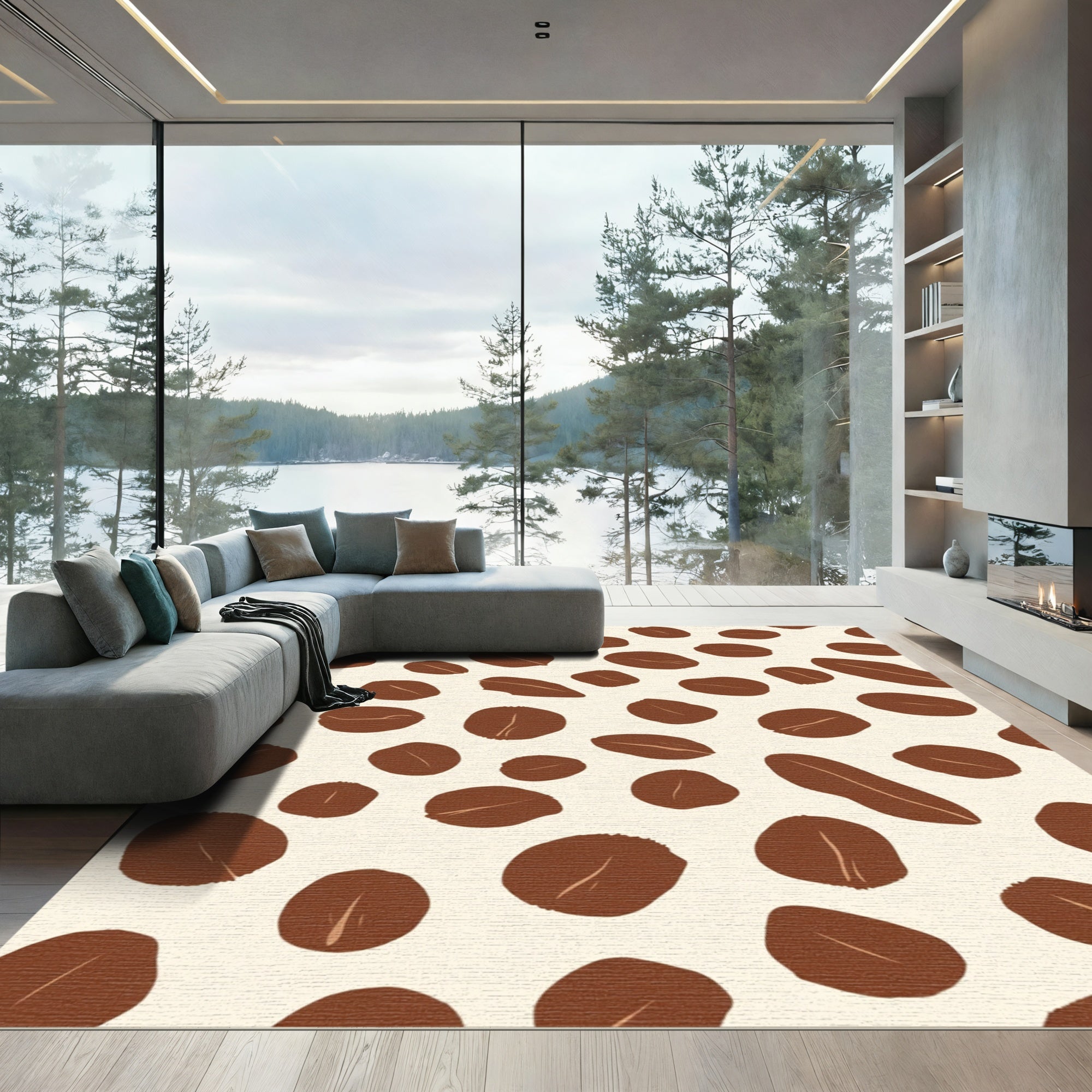 Brown Coffee Bean Scatter Rug