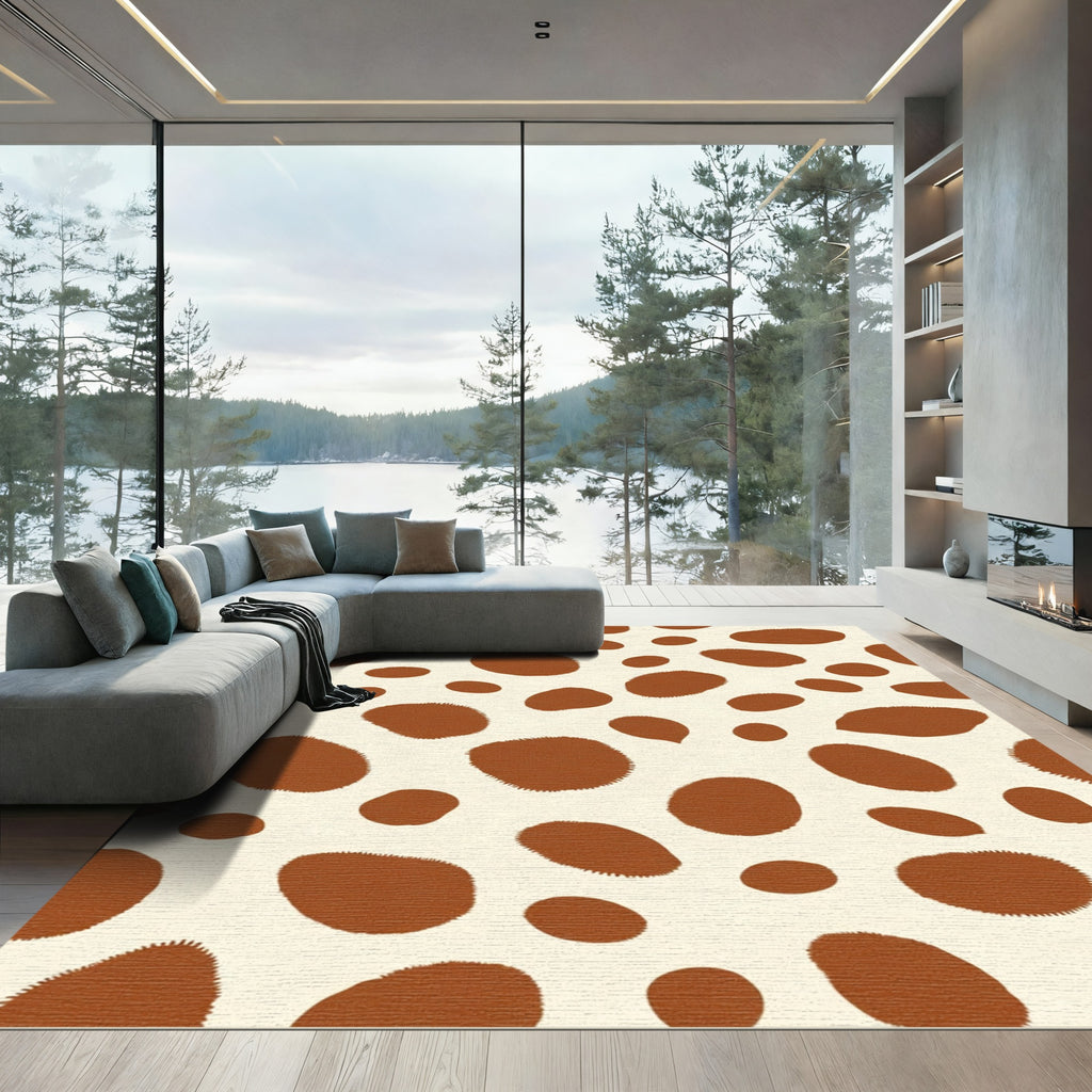 Brown Cream Spotty Blob Rug