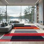 Bold Geometric Sunset Stripes Rug