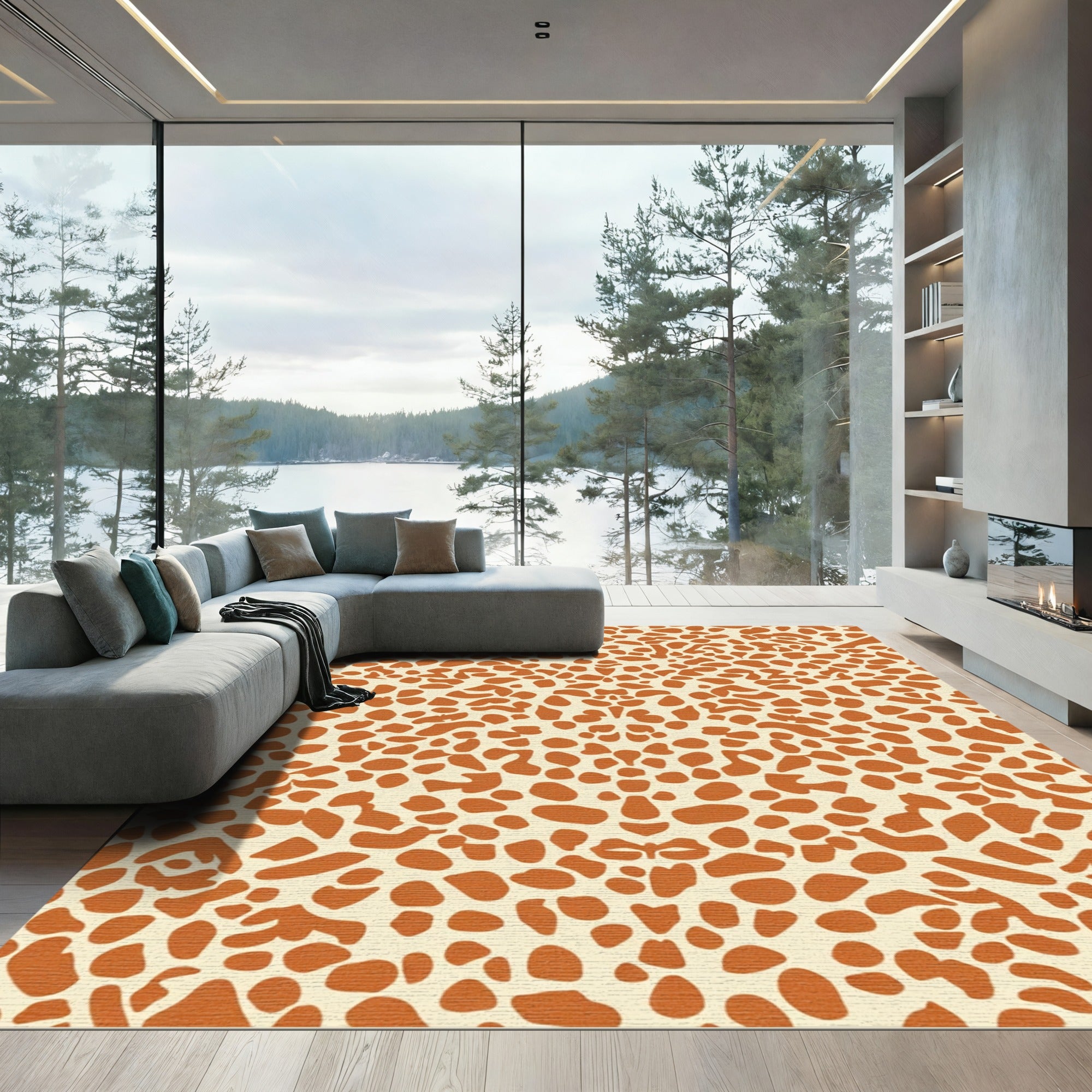 Ginger Splotch Leopard Texture Rug