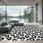 Black Floral Leopard Spots Rug