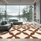 Brown Diamond Lattice Border Rug